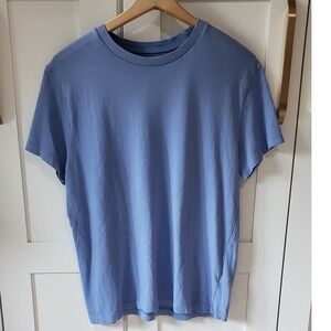 Zara Shirt Mens M Blue Short Sleeve Crew Neck Solid Tee Casual